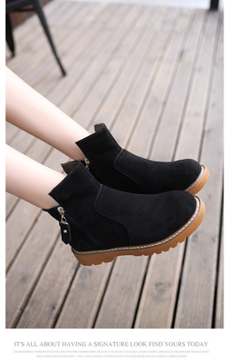 2017秋季復古風潮 東材馬丁靴，韓版百搭的粗跟宣言